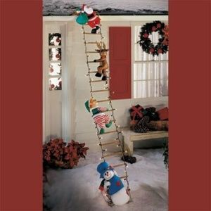 VTG.Santa Reindeer Elf Snowman On Ladder(SOLD)